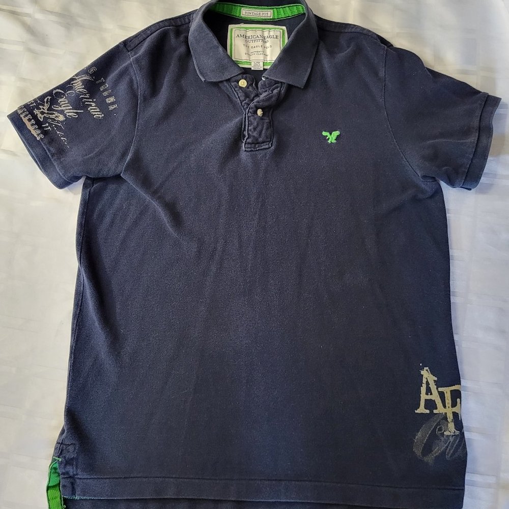 AMERICAN EAGLE OUTFITTERS POLO COLLAR CASUAL WEAR MEN'S SHIRT LARGE VINTAGE FIT